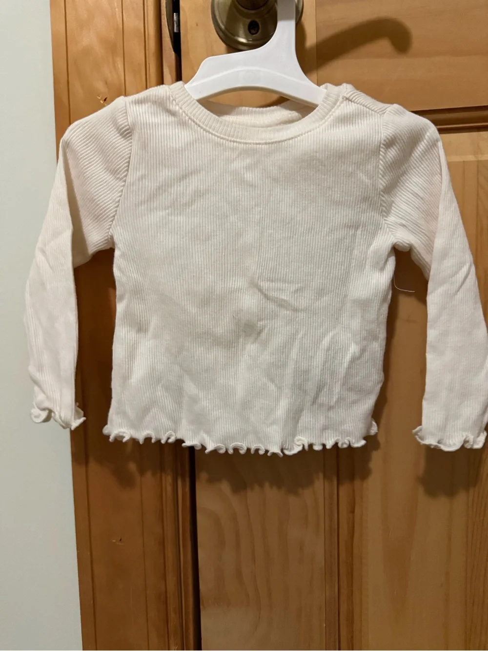 Gap baby Cream Ribbed Long-Sleeve Top